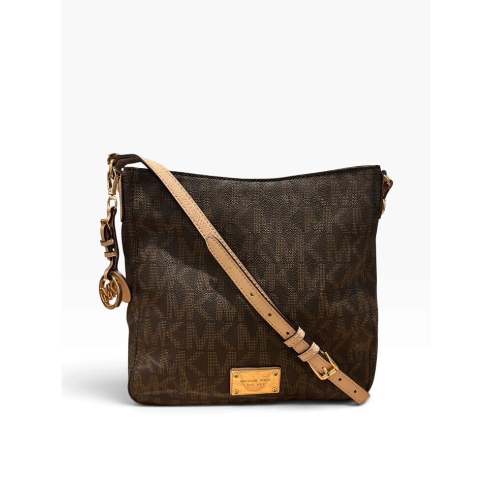 Michael Kors Jet Set Signature Brown Crossbody Bag